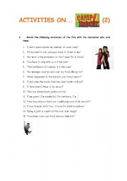 English Worksheet: CAMP ROCK 2