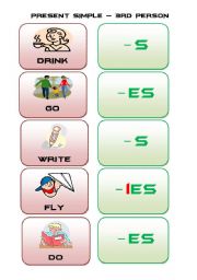 English Worksheet: PRESENT SIMPLE ACTIVITY CARDS 2 