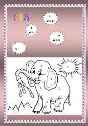 English Worksheet: colour the elephant