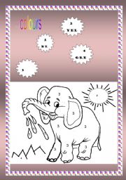 English worksheet: colour the elephant