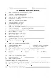 English worksheet: UK WIND FARMS