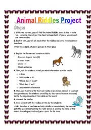 English Worksheet: Animal Riddles