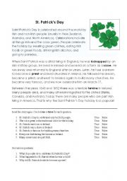 English Worksheet: St. Patricks Day History