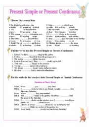 English Worksheet: Present Simple & Present Continouos