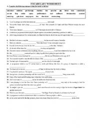 English Worksheet: VOCABULARY WORKSHEET