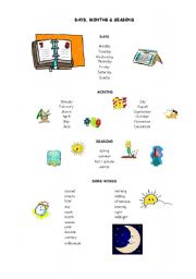English Worksheet: Days, months and seasons