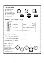 English Worksheet: Hour