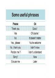 English worksheet: Some useful phrases
