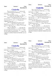 English worksheet: exercises about cindrella