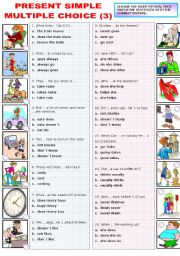 English Worksheet: MULTIPLE CHOICE (3) - PRESENT SIMPLE