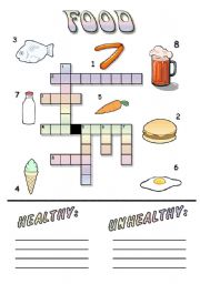 English Worksheet: crossword - food