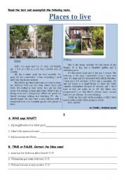 English Worksheet: Places to Live