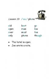 English worksheet: Phonetics-vowel sound - dipthong /ou/