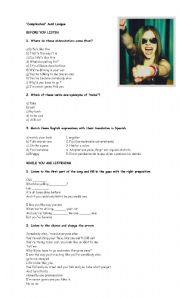 English Worksheet: Song. Complicated
