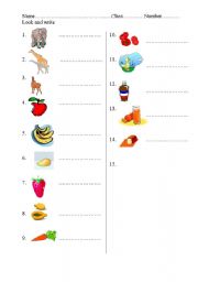 English worksheet: food