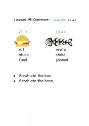 English worksheet: Phonetics-vowels-contrast sounds //^/ /ou /a/ and as in fond