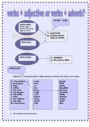 English Worksheet: verbs+adjective or adverb