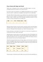 English Worksheet: Game with paper and pencil