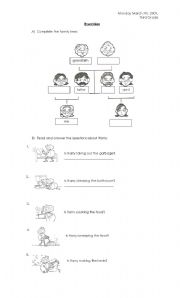 English Worksheet: Family tree and Present Continuous