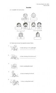 English worksheet: Family tree and Present Continuous