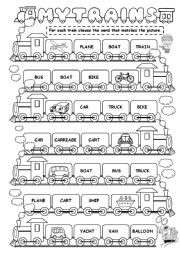 English Worksheet: My train (means of transport)