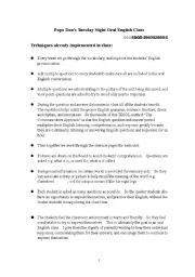 English worksheet: teaching plan