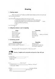 English worksheet: Greeting