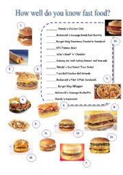 English Worksheet: fast food