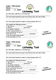 English Worksheet: listening