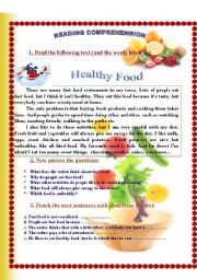 English Worksheet: Healthy food