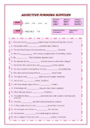 English Worksheet: Word-formation (adjective forming suffixes)