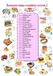 RESTAURANT MENU - vocabulary revision 2