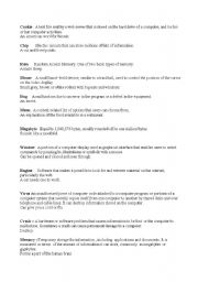 English Worksheet: Computer crossword: definitions of words found