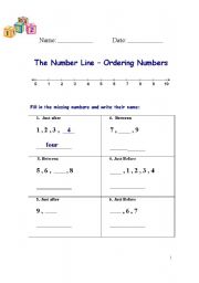 English worksheet: ordering numbers
