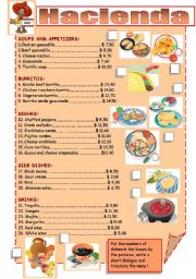 English Worksheet: RESTAURANE MENU - MEXICAN