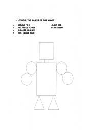 English worksheet: shapes and colour