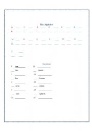 English worksheet: Alphabet  and numbers 1-20