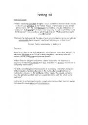 English Worksheet: Notting Hill Description - txt 1 plot and idea  txt 2 history of NH 1/5