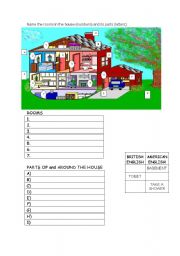 English Worksheet: parts of the house