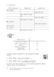 English worksheet: Test/exercise Simple Present p.2