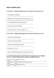 English Worksheet: Active and Passive Voice