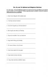 English worksheet: For, On, and To: Optional and Obligatory Deletions