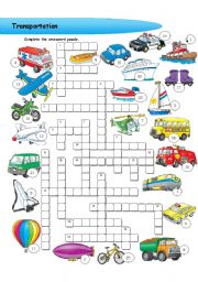 English Worksheet: Transportation - crossword puzzle