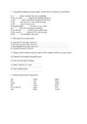 English Worksheet: past