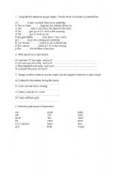 English worksheet: past