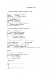 English worksheet: elementary test