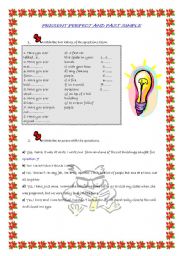 English worksheet: PAST SIMPLE VS PRESENT PERFECT PART 1