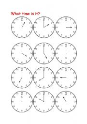 English Worksheet: What time is it?