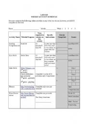 English Worksheet: Computer activity tracking sheet template