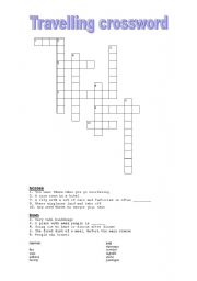 English worksheet: Travelling crossword